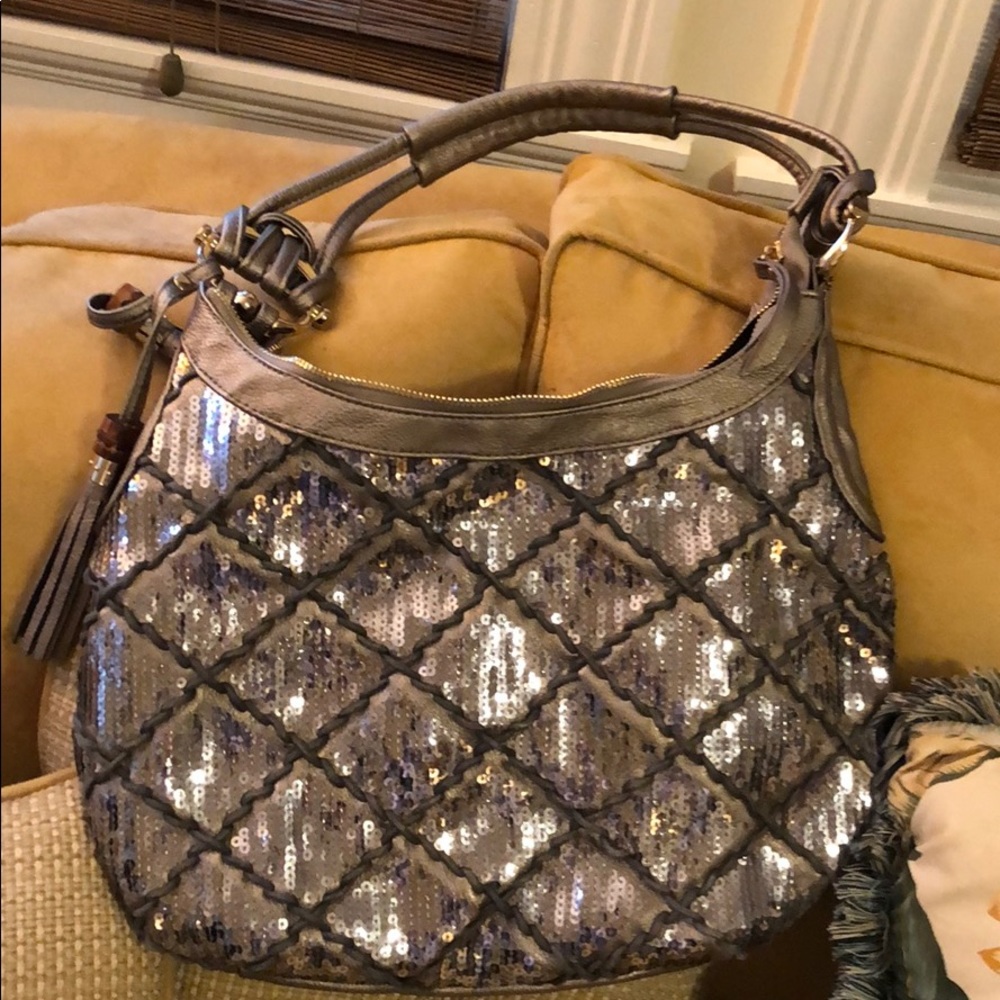 Big Buddha sequin hobo pewter metallic